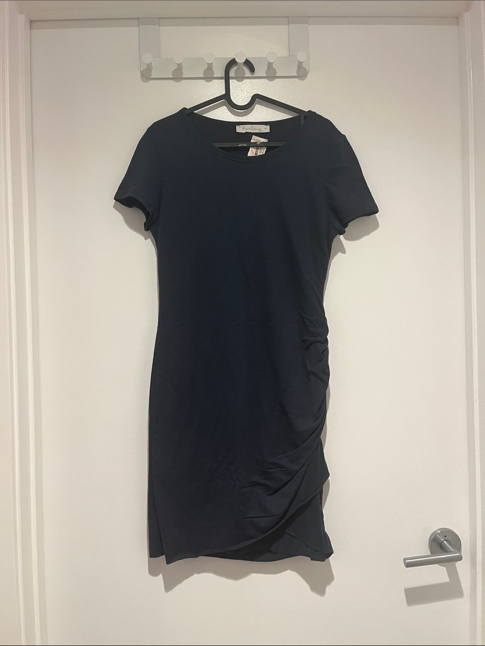 Short Sleeve Ruched Mini Dress in Navy